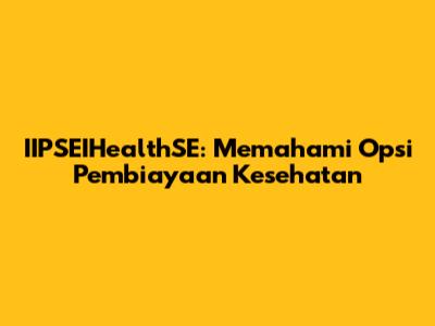 IIPSEIHealthSE: Memahami Opsi Pembiayaan Kesehatan